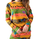 Raomio Women’s Abstract Jogger Set – Sustainable Two-Piece Loungewear in Orange Print