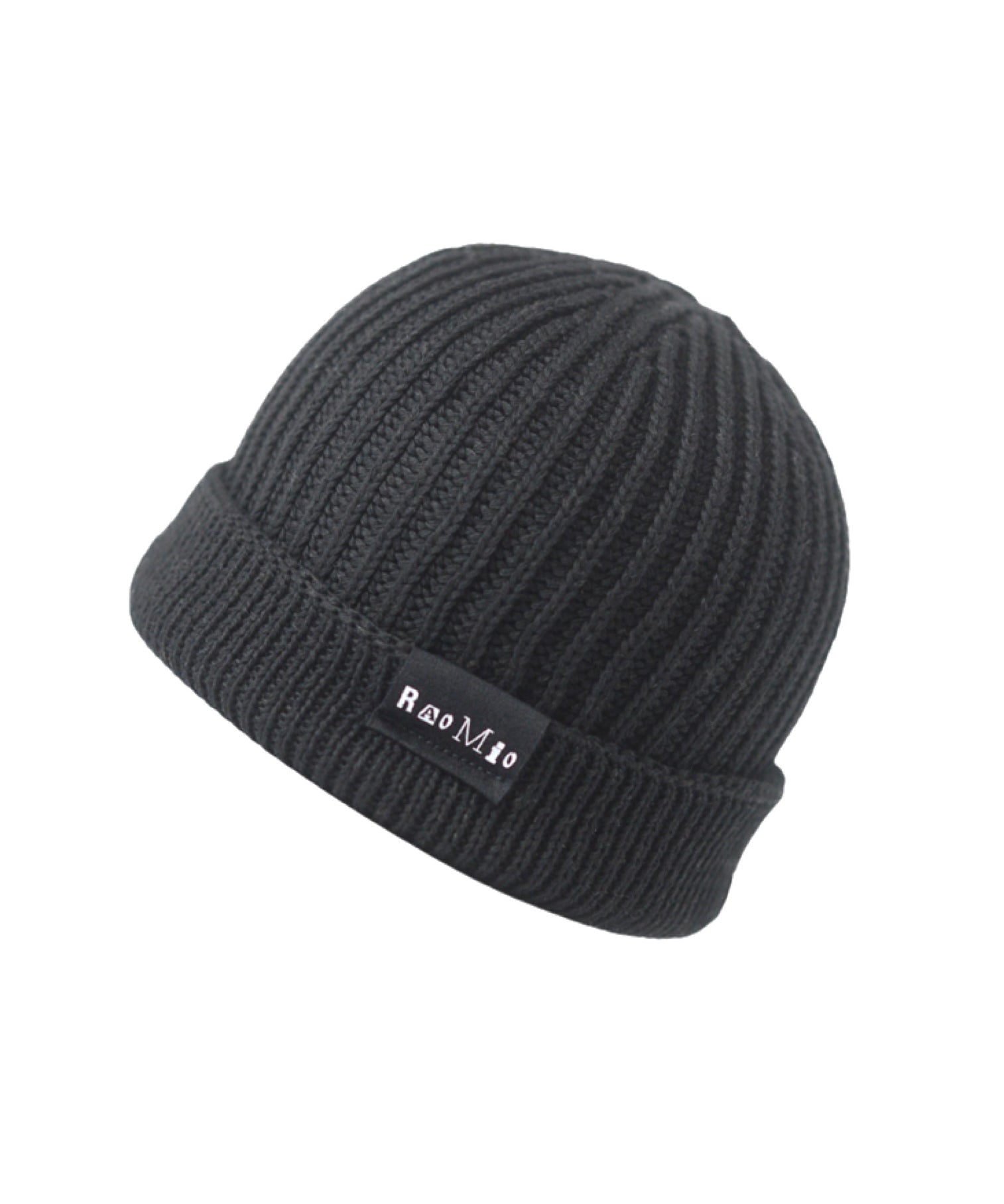 Sleek black organic cotton beanie, providing a versatile and eco-friendly addition to any wardrobe.