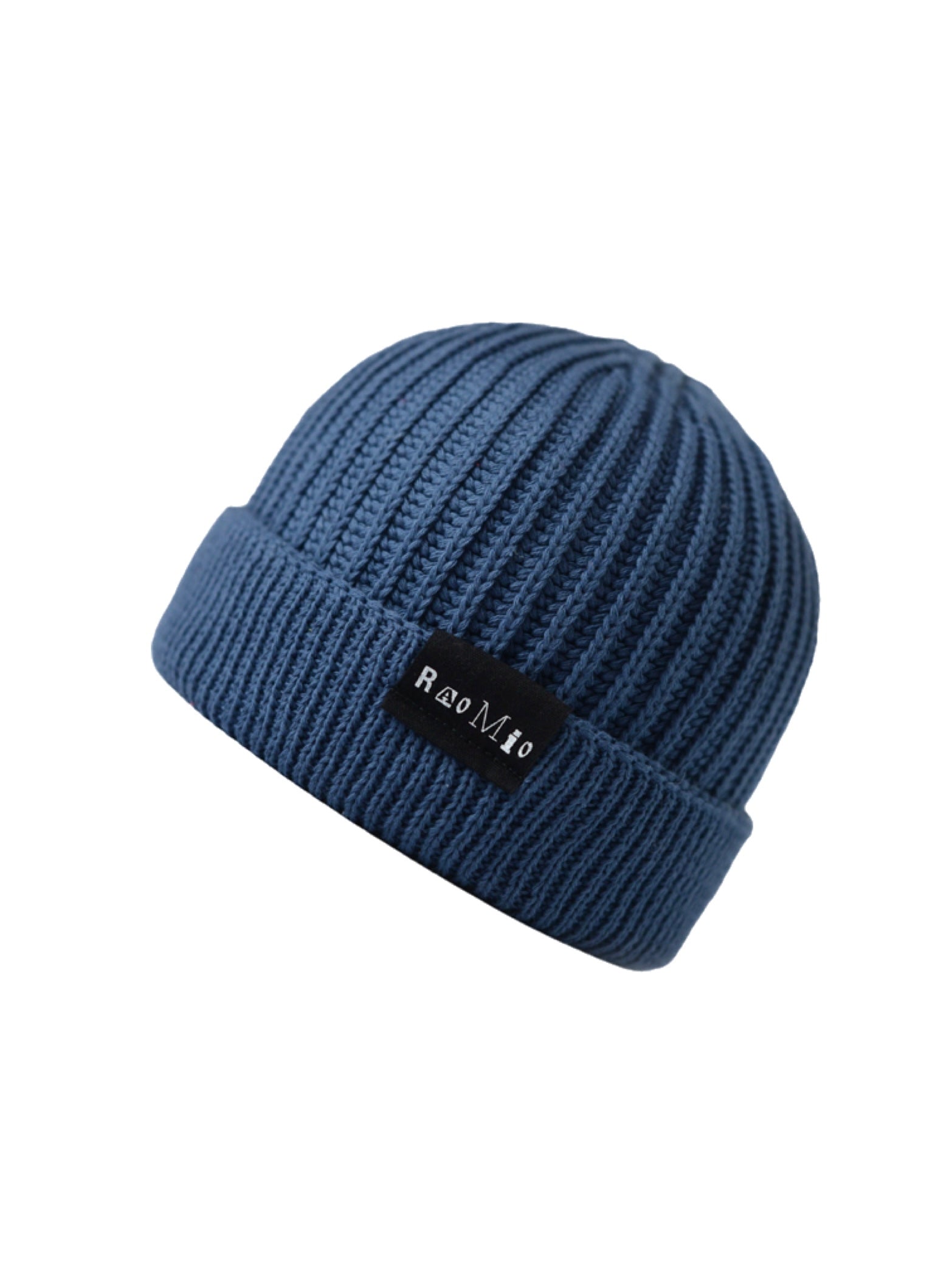 Trendy blue organic cotton beanie, offering a comfortable fit and sustainable style.