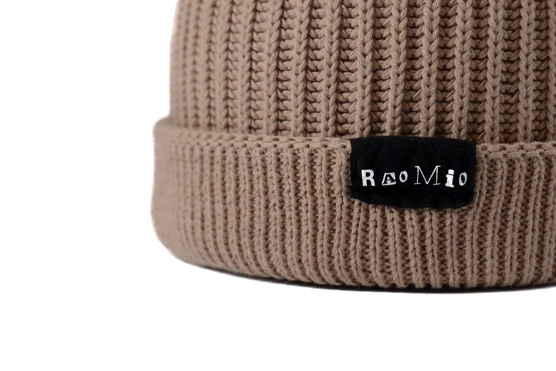 Chic Light Beige organic cotton beanie, unisex fit, one size fits all, perfect for minimalist and eco-conscious wardrobes.