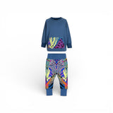 Kids Loungewear Set – Blue Cactus Print
