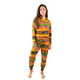 Raomio Women’s Abstract Jogger Set – Sustainable Two-Piece Loungewear in Orange Print