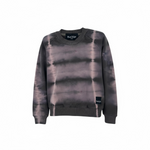 Tie-dye sweatshirt with a brand logo on a white background