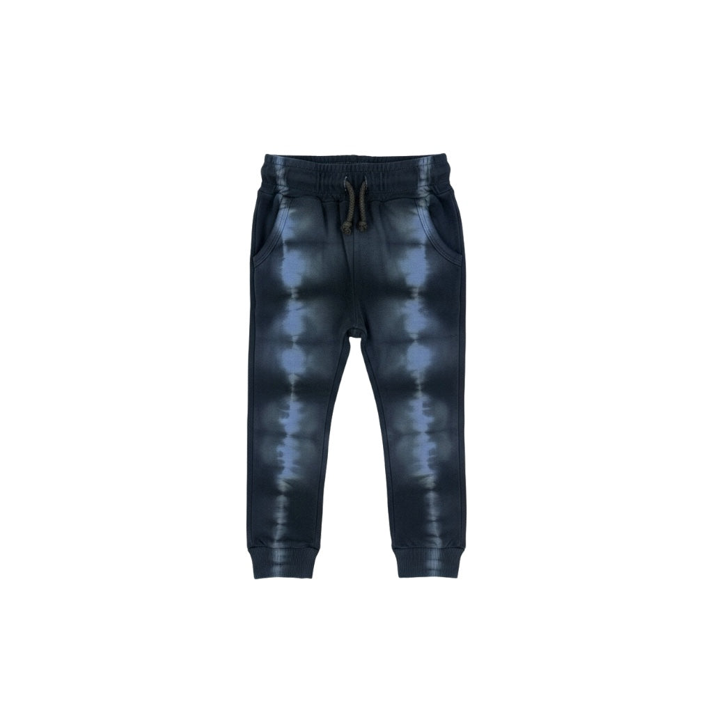 Tie-dye jogger pants on a white background