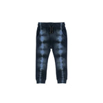 Tie-dye jogger pants on a white background