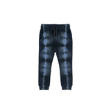 Tie-dye jogger pants on a white background