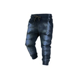 Black tie-dye jogger pants on a white background