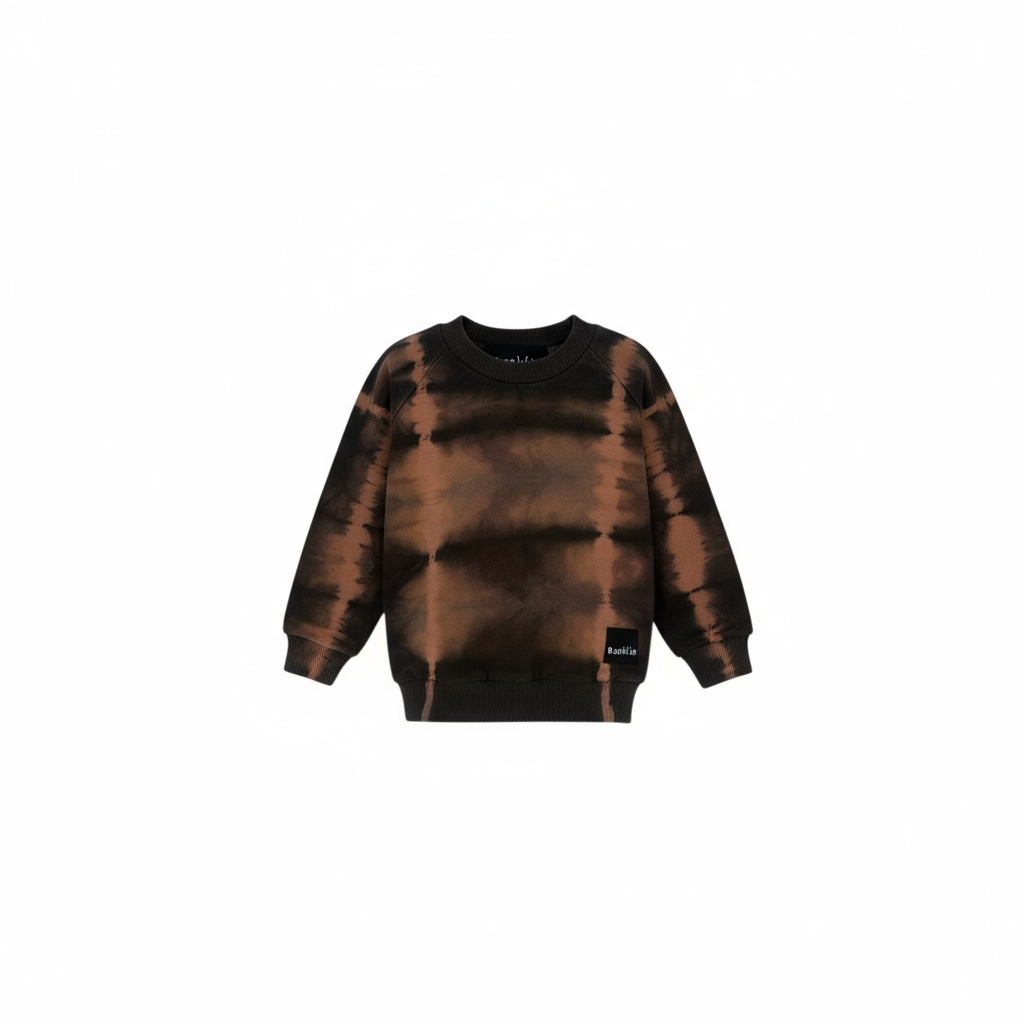 Brown tie-dye sweatshirt on a white background