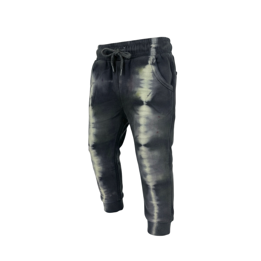 Tie-dye jogger pants on a white background