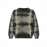Tie-dye sweatshirt with black and gray pattern on a white background