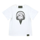 organic cotton white T-shirt music ice cream. 