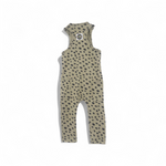 Children's overalls with a cheetah pattern on a white background back