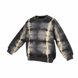 Tie-dye sweatshirt with black and beige pattern on a white background