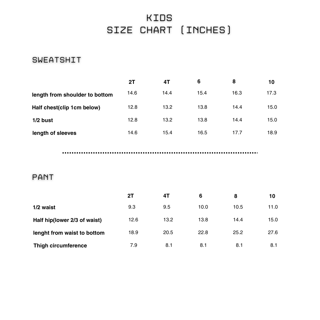 size chat sweater and pants 