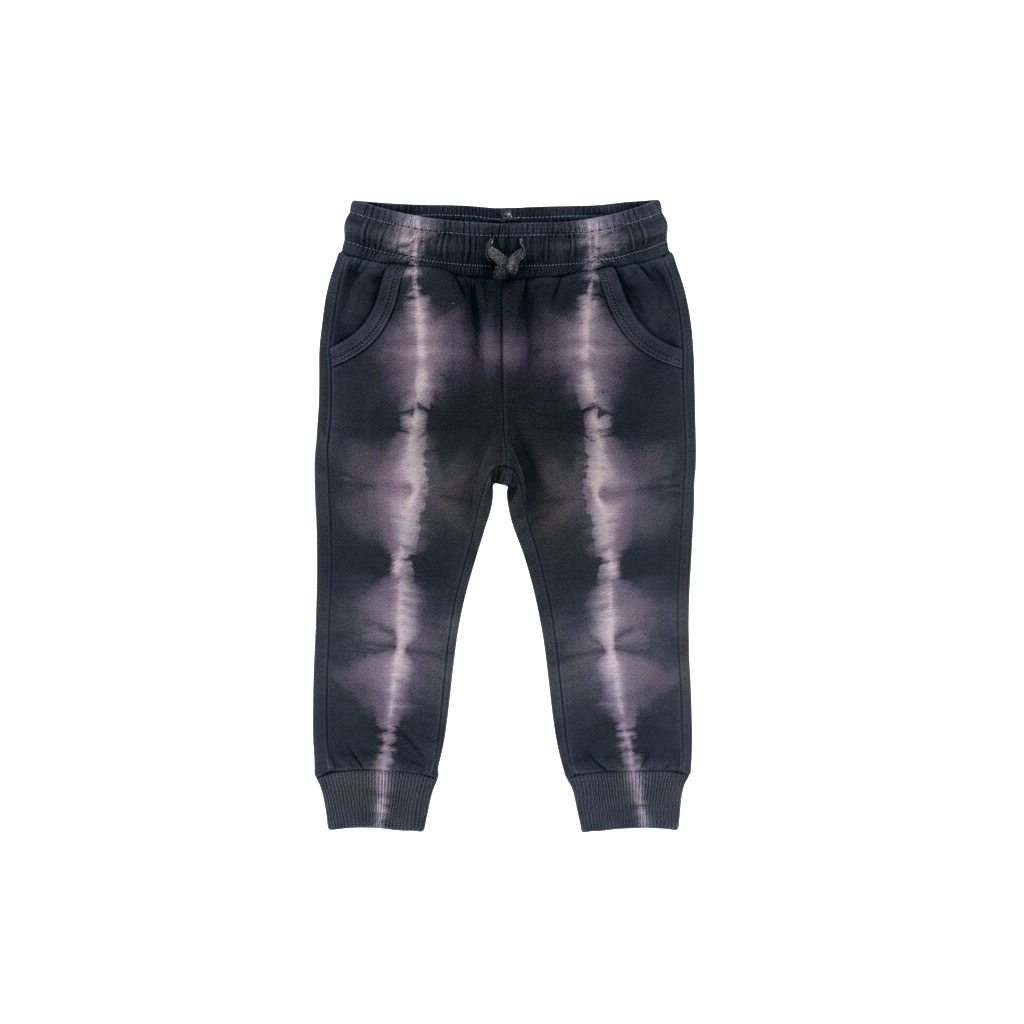 Tie-dye jogger pants on a white background