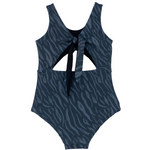 zebra blue girl swimwear repreve fabric