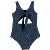 zebra blue girl swimwear repreve fabric