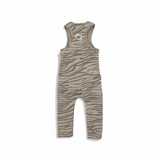 Zebra patterned baby romper on a white background back